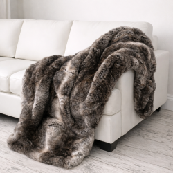 Dark Faux Fur Throw | Luxury Striped Fur Throw | Kensington
