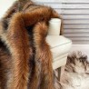 Fuchs Kunstfell Wurfdecke | Langhaarige braune Fellwurfdecke | Tamarin