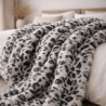 Grey Leopard Faux Fur Throw | Large Fur Throw | Animal Bed Throw