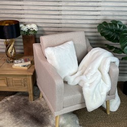 Couverture en fausse fourrure Richmond Cream | Grande couverture en fausse fourrure | Couvre-lit en fourrure