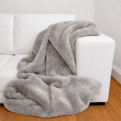 Luxury Taupe Fur Throw | Synthetic Fur Blanket | Chelsea Taupe