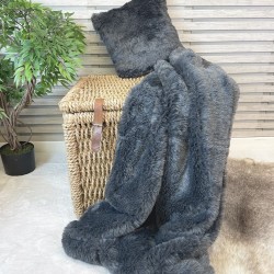 Graue Kunstfelldecke | Dunkle Kunstfelldecke | Chessington Grau