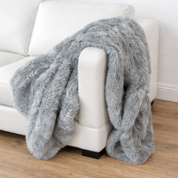 Light Grey Faux Fur Throw | Large Grey Sofa Throw | Aspen Grey