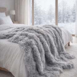 Ash Faux Fur Throw | Large Faux Fur Throws Blankets and Bedspreads