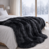 Black Bear Faux Fur Throw| Large Black Faux Fur Bedspread and Blankets