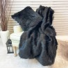 Black Angus Faux Fur Throw | Large Black Faux Fur Bedspread and Blankets