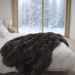 Brown Fur Throw | Brown Faux Fur Blanket | Hazelwood Fur Throw