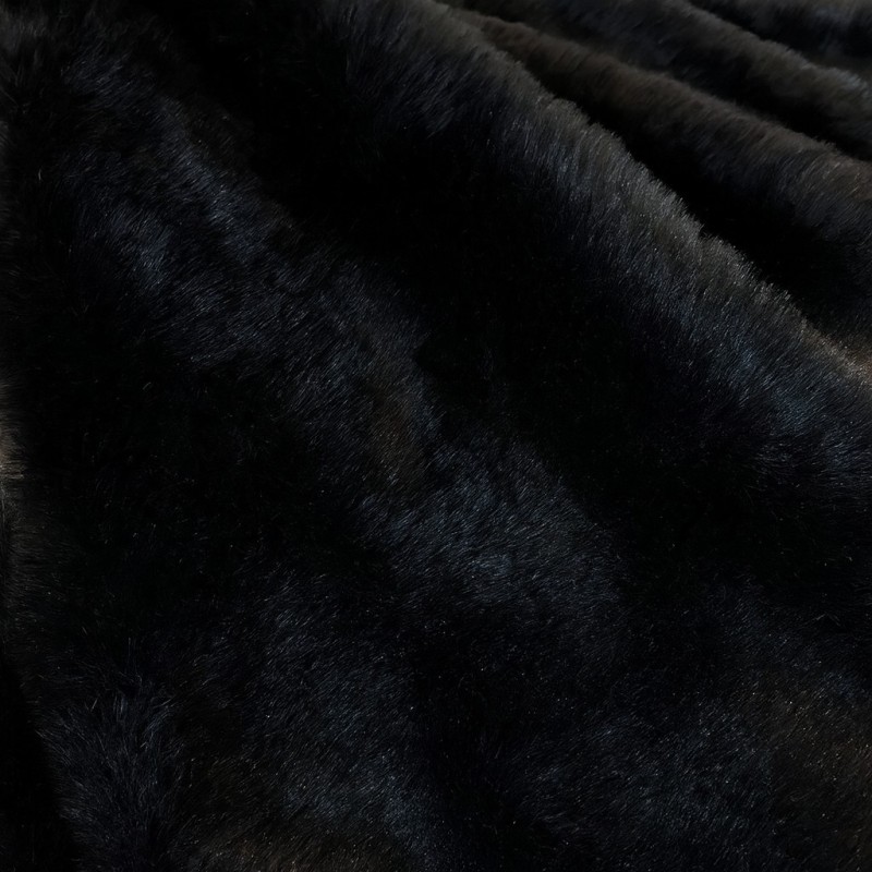 Schwarze Felldecke | Schwarze Kunstfell-Decke | Mitternachtsschwarze Decke