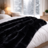 Schwarze Felldecke | Schwarze Kunstfell-Decke | Mitternachtsschwarze Decke