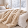 Richmond Almond Fur Throw | Large Faux Fur Blanket | Beige Bedspread