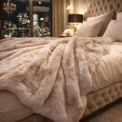 Beige Kunstfell-Decke | Kunstpelz-Decke | Chelsea Sandstein-Fell-Decke