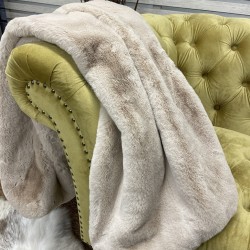Richmond Almond Fur Throw | Large Faux Fur Blanket | Beige Bedspread