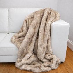 Plaid en fausse fourrure Tundra Wolf | Grand plaid en fausse fourrure | Jeté de canapé ou de lit