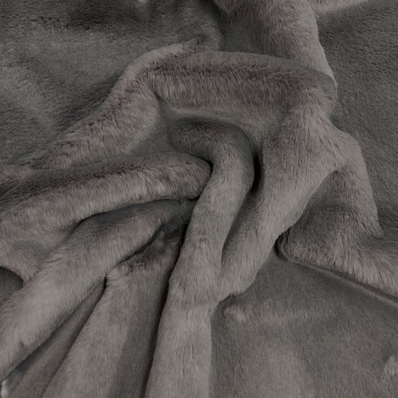 Gray Faux Fur Throw | Grey Fur Blanket | Chelsea Dark Grey Throw