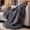 Richmond Graphite Fur Throw | Large Faux Fur Blanket | Grey Bedspread