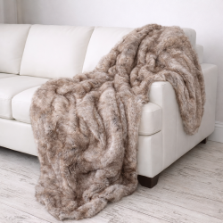 Groundhog Faux Fur Throw | Large Faux Fur Throws | Brown Sofa Throws