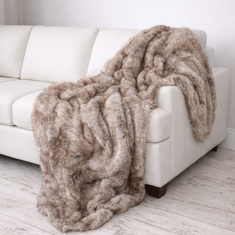 Faux Fur Blanket | Fake Fur Throw | Large Faux Fur Throw | Woodchuck