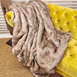 Groundhog Faux Fur Throw | Large Faux Fur Throws | Brown Sofa Throws