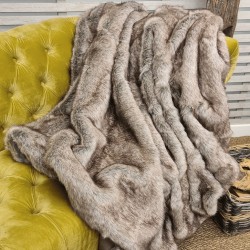 Groundhog Faux Fur Throw | Large Faux Fur Throws | Brown Sofa Throws