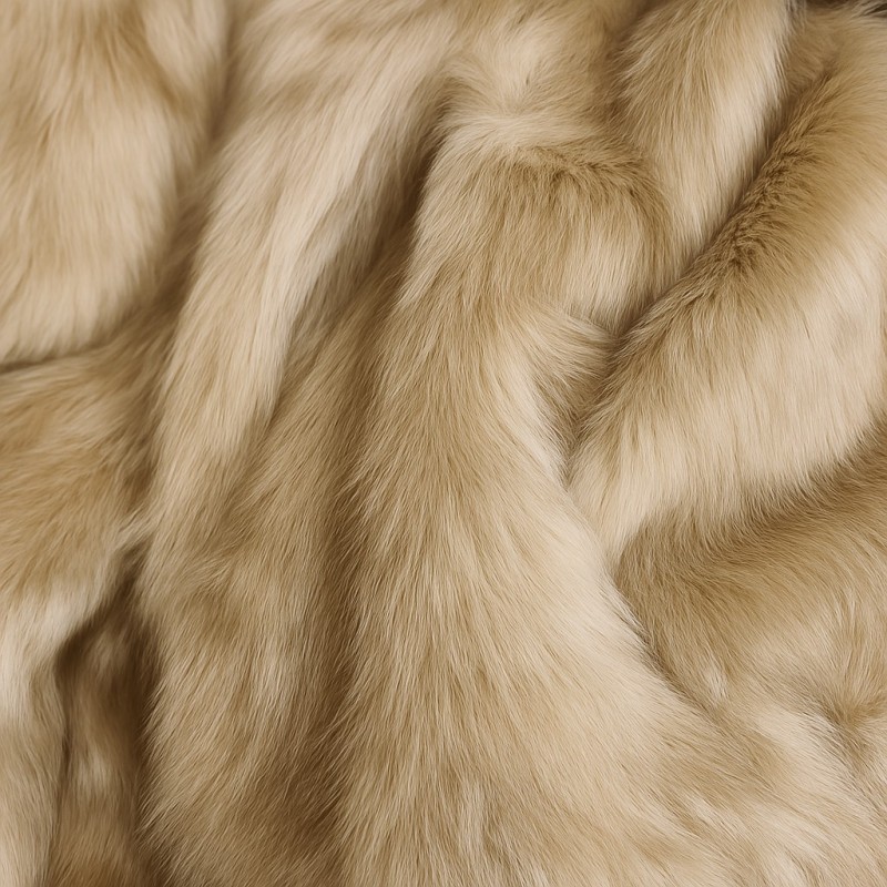 Camel Faux Fur Throw | Beige Faux Fur Bedspread | Long Haired Fur Throw