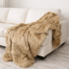 Camel Faux Fur Throw | Beige Faux Fur Bedspread | Long Haired Fur Throw
