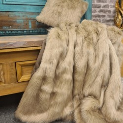 Beige Faux Fur Throw | Bed Faux Fur Throw | Long Haired Fur Throw