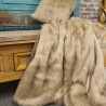 Camel Faux Fur Throw | Beige Faux Fur Bedspread | Long Haired Fur Throw