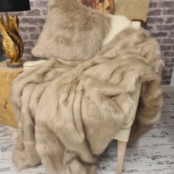 Beige Faux Fur Throw | Bed Faux Fur Throw | Long Haired Fur Throw