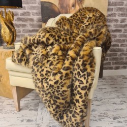 Leopardenmuster Kunstpelzdecke | Tiermuster Pelzdecke | Goldene Leoparden-Decke