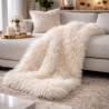 Angora Fur Blanket | Faux Sheepskin Throw | Cream Fur Throw