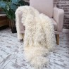Angora Fur Blanket | Faux Sheepskin Throw | Cream Fur Throw