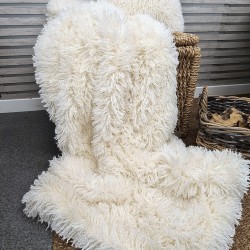 Angora Fur Blanket | Faux Sheepskin Throw | Cream Fur Throw