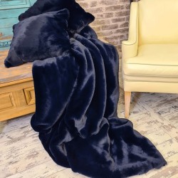 Navy Faux Fur Throw | Chelsea Navy Fur Throw | Blue Fur Throw