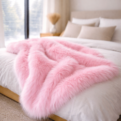 Pink Faux Fur Wurfdecke | Pinke Fellwurfdecke | Pinke Kunstfellwurfdecke