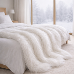 White Faux Fur Throw | White Fur Blanket | Matterhorn