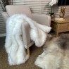 Plaid en fausse fourrure polaire de luxe | Plaids et couvertures de luxe en fausse fourrure crème