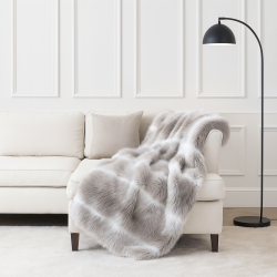 Plaid en fausse fourrure à motif renne | Couvre-lits en fausse fourrure rayée | Couvertures à motif renne