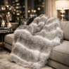 Plaid en fausse fourrure à motif renne | Couvre-lits en fausse fourrure rayée | Couvertures à motif renne