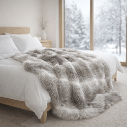 Reindeer Faux Fur Throws | Striped Fur Bedspreads |Reindeer Blankets