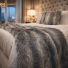 Striped Faux Fur Throws | Grey Fur Bedspreads | Striped Blankets