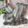 Striped Faux Fur Throws | Grey Fur Bedspreads | Striped Blankets