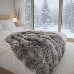Luxury Faux Fur Throw | Long-Haired Coyote Fur Blanket