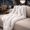 Silver Fox Fur Throw | White Faux Fur Blanket | Grey/White Bedspread