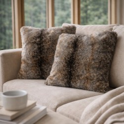 Faux Fur Cushion Grey Wolf | Wolf Fur Pillows | Grey Fur Cushion Cover