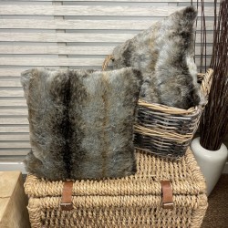 Striped Faux Fur Cushions | Gray Fake Fur Cushions | Fur Sofa Cushions