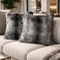 Black Wolf Faux Fur Cushions | Black Striped Fur Cushion Covers