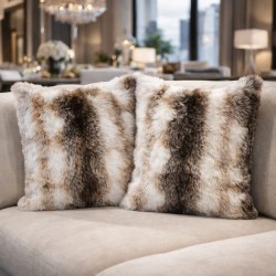Coussin en fausse fourrure Loup italien | Coussins en fourrure | Housse de coussin en fausse fourrure