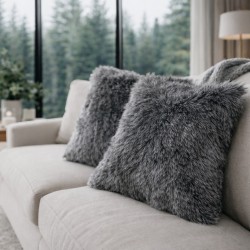 Grey Faux Fur Cushion Covers | Grey Fur Pillows and Cushions