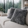 Badger mid grey Faux Fur Cushion Cover | Grey fur Pillows and Cushions