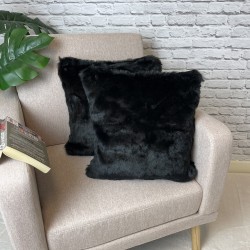 Black Faux Fur Cushion | Black Cushion Covers | Black Fur Pillows